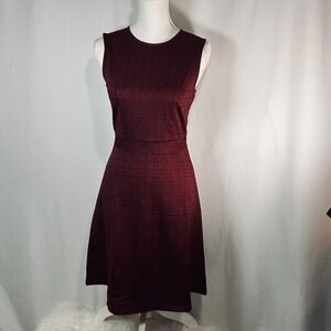Allegra K Womens Burgundy Plaid Sleeveless A-Line Dress XS NWT